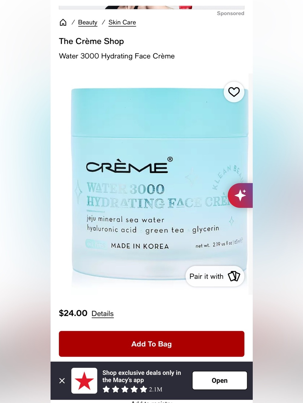 Crème Shop Water Hydrating Face Creme - Picture 2 of 5